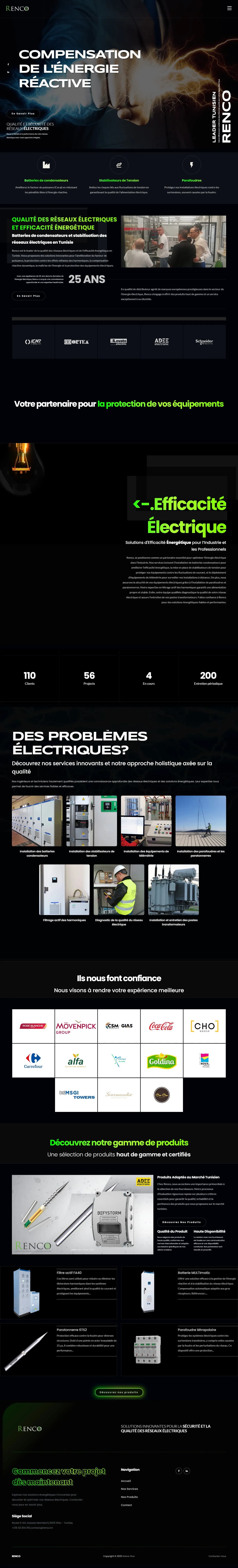 Full Renco home page on a computer, from header to footer
