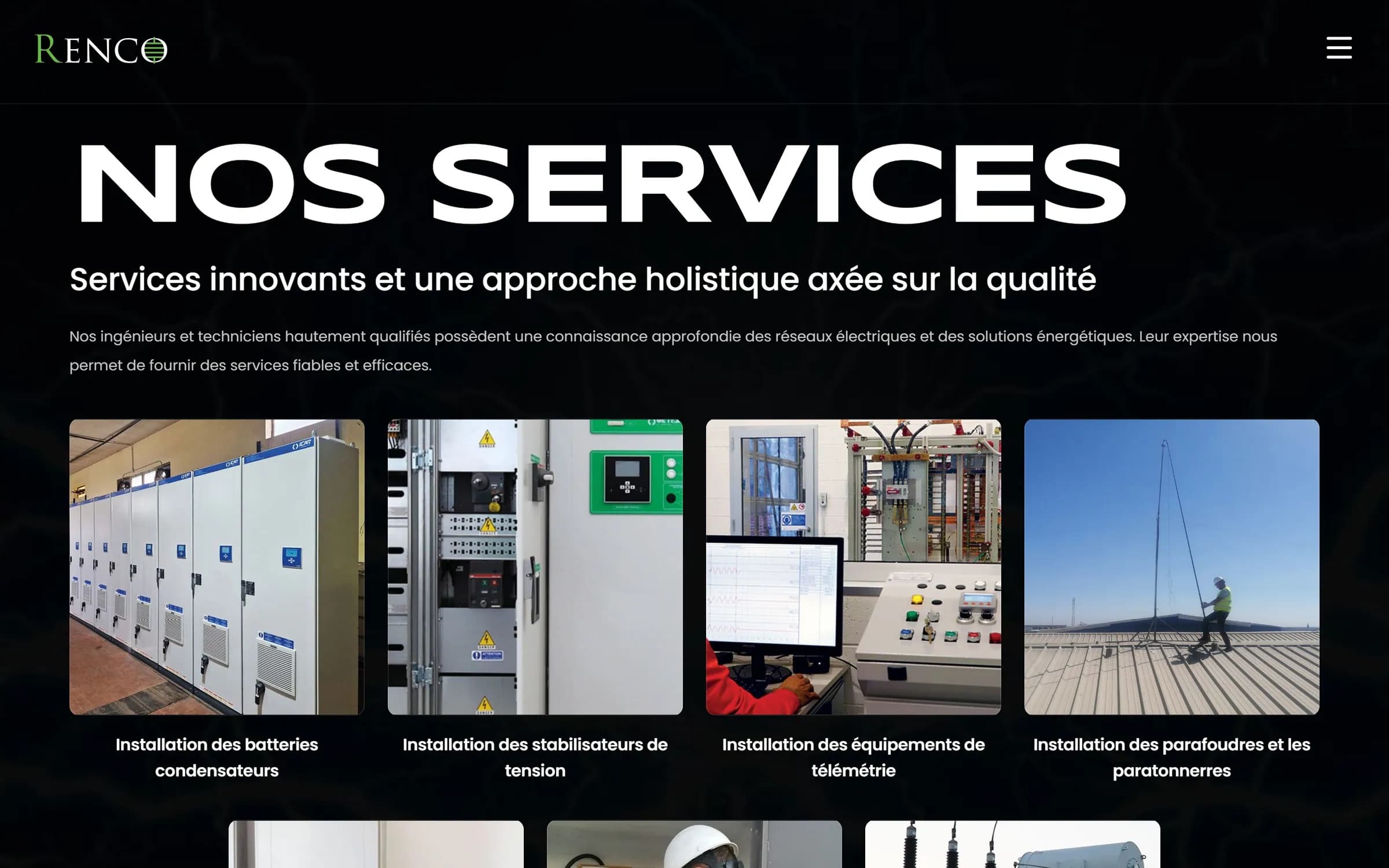 “Our services” page: four photos of installations carried out by Renco