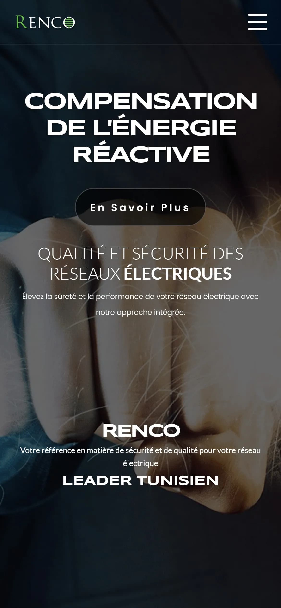 Renco home page on a phone