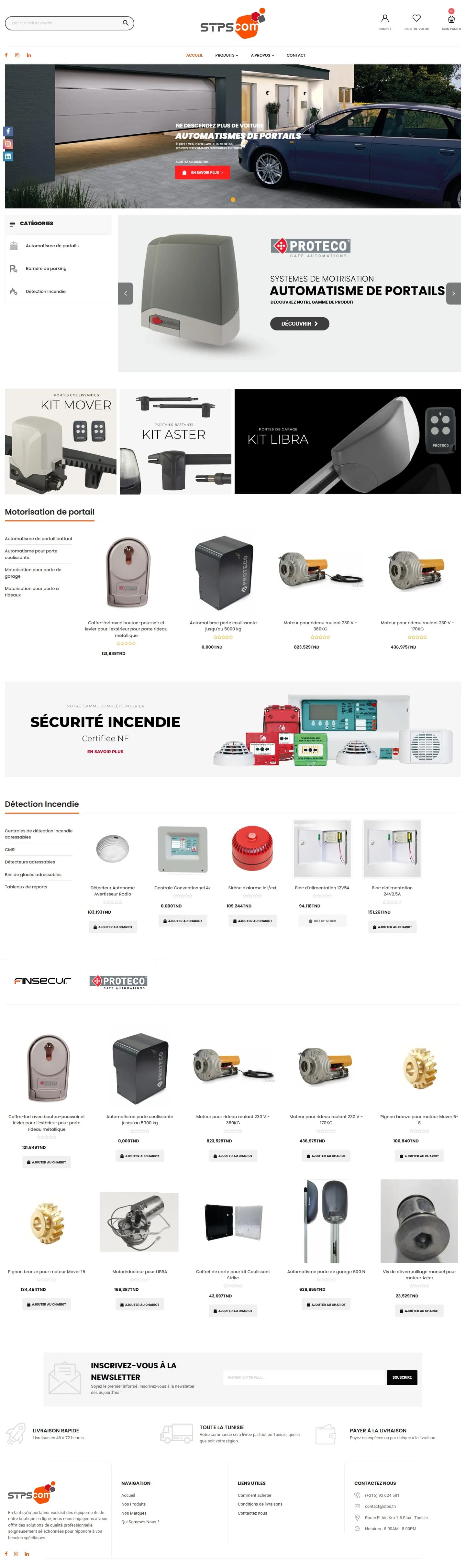 Full STPSCOM store home page on a computer, from header to footer